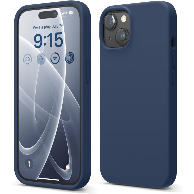 Elago Compatible With iphone 15 Case, Liquid Silicone Case, Full Body Protective Cover, Shockproof, Slim Phone Case, Anti-Scratch Soft Microfiber Lining, 6.1 Inch, Jean Indigo