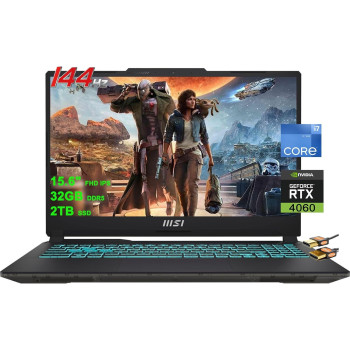 Msi Cyborg 15 Gaming Laptop 15.6 Inch FHD IPS 144Hz Intel 10-Core i7-12650H Processor 32GB DDR5 2TB SSD GeForce RTX 4060 8GB Graphic Backlit Usb-C Window 11, Black