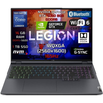 Lenovo 2023 Latest Lenovo Legion Pro 5 Gaming Laptop 16 Inch WQXGA 165Hz Display Core I9-13900Hx 24 Cores 16GB 1TB SSD Nvidia RTX 4060 Graphics 8GB RGB Backlit Eng Key Win 11, Dark Grey
