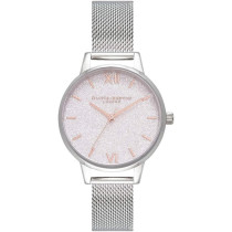 Olivia Burton Analogue Quartz Watch For Women With Silver Stainless Steel Bracelet, Ob16Gd47, White, Bracelet
