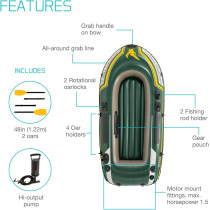 Intex Seahawk 2 Fishing Boat Set With Oars, 68347, Green, Multicolor