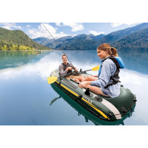 Intex Seahawk 2 Fishing Boat Set With Oars, 68347, Green, Multicolor