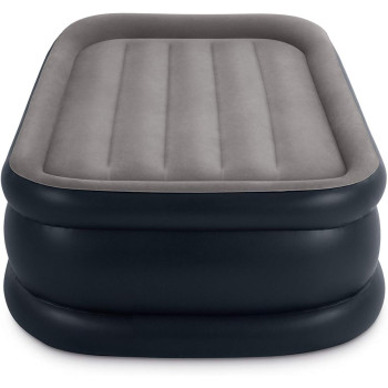 Intex Single Size Fiber Tech Deluxe Pillow Rest Airbed With Built In Electric Pump, 64132