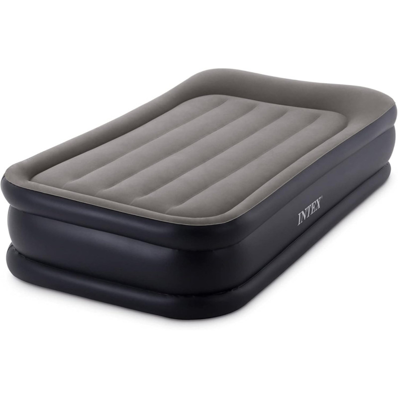 Intex Single Size Fiber Tech Deluxe Pillow Rest Airbed With Built In Electric Pump, 64132
