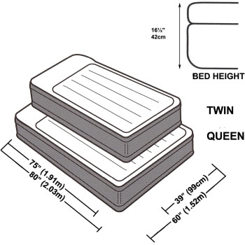 Intex Pillow Rest Adult Twin Deluxe W/Fiber Tech Bip Airbed, Top Grey/Bottom, Blue, 99 X 191 X 42 Cm