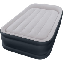 Intex Pillow Rest Adult Twin Deluxe W/Fiber Tech Bip Airbed, Top Grey/Bottom, Blue, 99 X 191 X 42 Cm