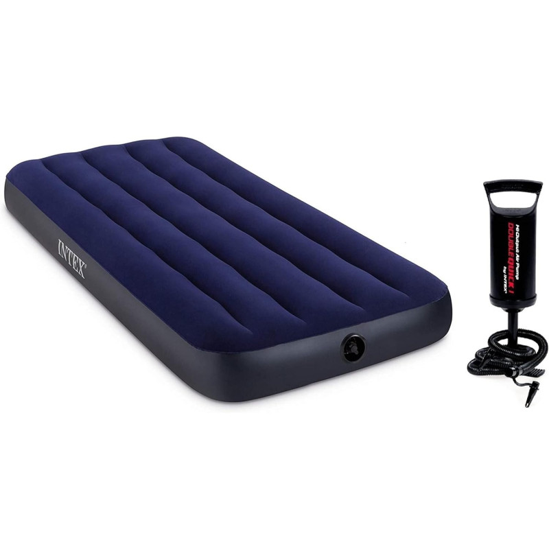 Intex Air Lock Single Inflatable Bed, Blue, With Air Pump