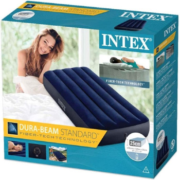 Intex Single Inflatable Air Bed Cot Size, 30W X 75Lx 10H Inch, Blue