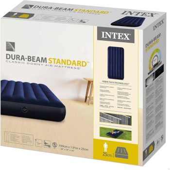 Intex Dura-Beam Series Classic Downy Airbed, Blue, Twin, 64757