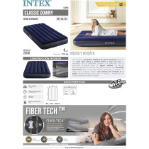 Intex Dura-Beam Series Classic Downy Airbed, Blue, Twin, 64757