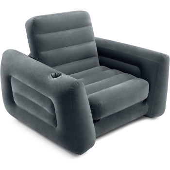 Intex, 66551Ep, Inflatable Pull Out Sofa Chair Sleeper That Works Air Bed Mattress, Twin Sized