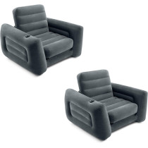 Intex, 66551Ep, Inflatable Pull Out Sofa Chair Sleeper That Works Air Bed Mattress, Twin Sized