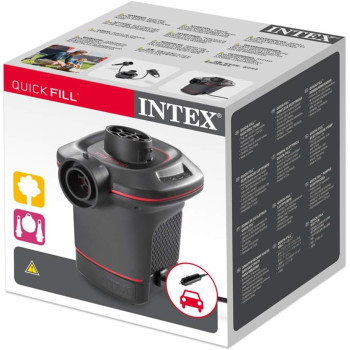 Intex, 66636, 12 Volt Quick Fill Dc Electric Pump Just Plug Into Car 12V Socket, Black/Red
