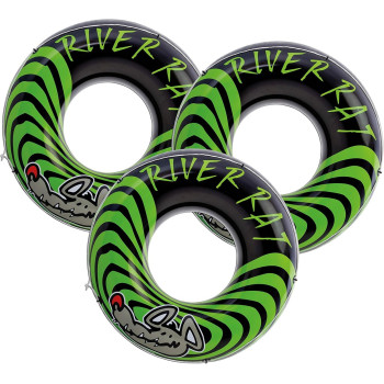 Intex River Rat Swim Tube, 48 Diameter, For Ages 9, Black/Green, Pack 3