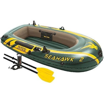 Intex Seahawk 2 Fishing Boat Set With Oars, 68347, Green