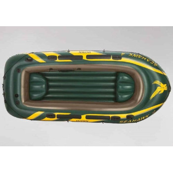 Intex Seahawk Inflatable Boat Series Includes Deluxe Boat Oars And High Output Pump Superstrong PVC, Fishing, Rod Holders Welded Oar Locks, Heavy Duty Grab Handle
