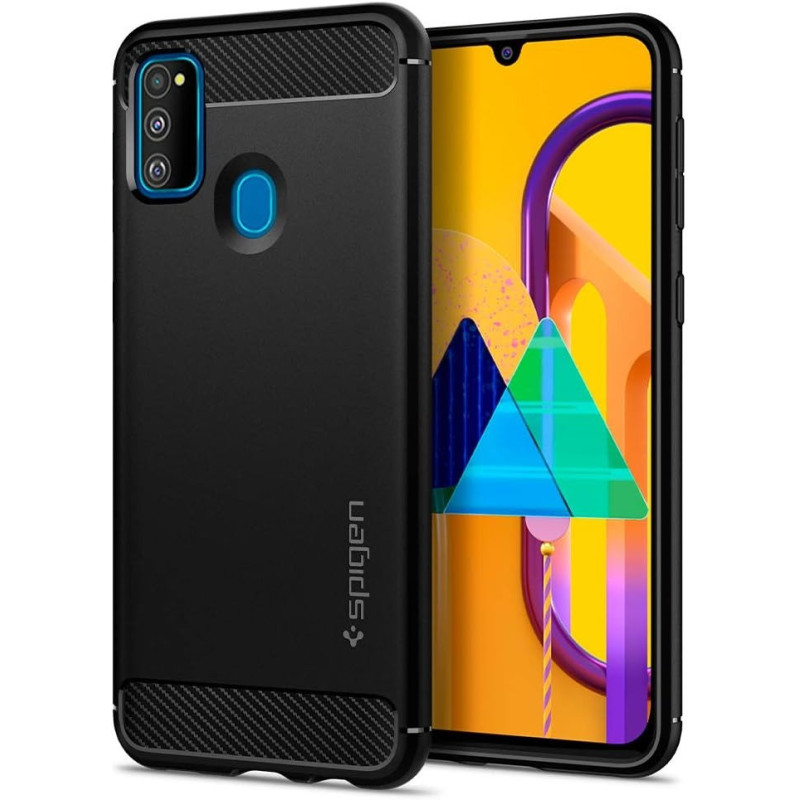 Spigen Rugged Armor Designed For Samsung Galaxy M30S Case (2019) / Designed For Galaxy M21 Case (2020), Matte Black