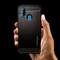 Spigen Rugged Armor Designed For Samsung Galaxy M30S Case (2019) / Designed For Galaxy M21 Case (2020), Matte Black