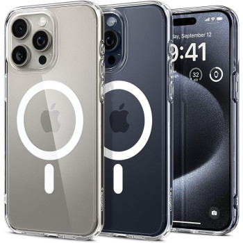 Spigen Magnetic Ultra Hybrid Magfit Designed For iPhone 15 Pro Case, Anti-Yellowing, Military-Grade Protection, Compatible With Magsafe (2023), White