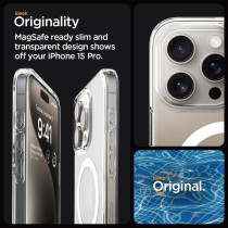 Spigen Magnetic Ultra Hybrid Magfit Designed For iPhone 15 Pro Case, Anti-Yellowing, Military-Grade Protection, Compatible With Magsafe (2023), White