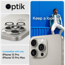 Spigen Camera Lens Screen Protector (Glastr Ez Fit Optik Pro) Designed For iPhone 15 Pro Max/iPhone 15 Pro (Case Friendly), White Titanium - 2 Pack