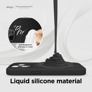 Elago Compatible With iPhone 14 Pro Max Case, Liquid Silicone Case, Full Body Protective Cover, Shockproof, Slim Phone Case, Anti-Scratch Soft Microfiber Lining, 6.7 Inch (Black)