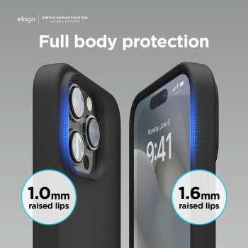 Elago Compatible With iPhone 14 Pro Max Case, Liquid Silicone Case, Full Body Protective Cover, Shockproof, Slim Phone Case, Anti-Scratch Soft Microfiber Lining, 6.7 Inch (Black)