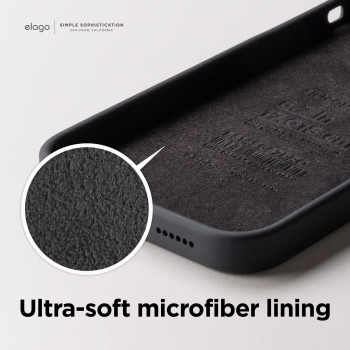 Elago Compatible With iPhone 14 Pro Max Case, Liquid Silicone Case, Full Body Protective Cover, Shockproof, Slim Phone Case, Anti-Scratch Soft Microfiber Lining, 6.7 Inch (Black)