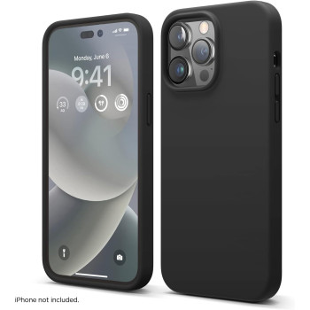 Elago Compatible With iPhone 14 Pro Max Case, Liquid Silicone Case, Full Body Protective Cover, Shockproof, Slim Phone Case, Anti-Scratch Soft Microfiber Lining, 6.7 Inch (Black)