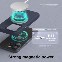 Elago Magnetic Silicone Case Compatible With iPhone 15 Pro Max Case 6.7 Inch Compatible With All Magsafe Accessories, Built-In Magnets, Soft Grip Silicone, Shockproof (Jean Indigo)