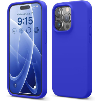 Elago Compatible With iPhone 15 Pro Case, Liquid Silicone Case, Full Body Protective Cover, Shockproof, Slim Phone Case, Anti-Scratch Soft Microfiber Lining, 6.1 Inch (Cobalt Blue)