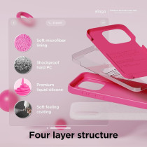 Elago Compatible With iPhone 15 Pro Case, Liquid Silicone Case, Full Body Protective Cover, Shockproof, Slim Phone Case, Anti-Scratch Soft Microfiber Lining, 6.1 Inch (Ice Red)