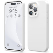 Elago Compatible With iPhone 15 Pro Case, Liquid Silicone Case, Full Body Protective Cover, Shockproof, Slim Phone Case, Anti-Scratch Soft Microfiber Lining, 6.1 Inch (White)