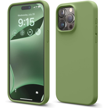 Elago Compatible With iPhone 15 Pro Max Case, Liquid Silicone Case, Full Body Protective Cover, Shockproof, Slim Phone Case, Anti-Scratch Soft Microfiber Lining, 6.7 Inch (Cedar Green)