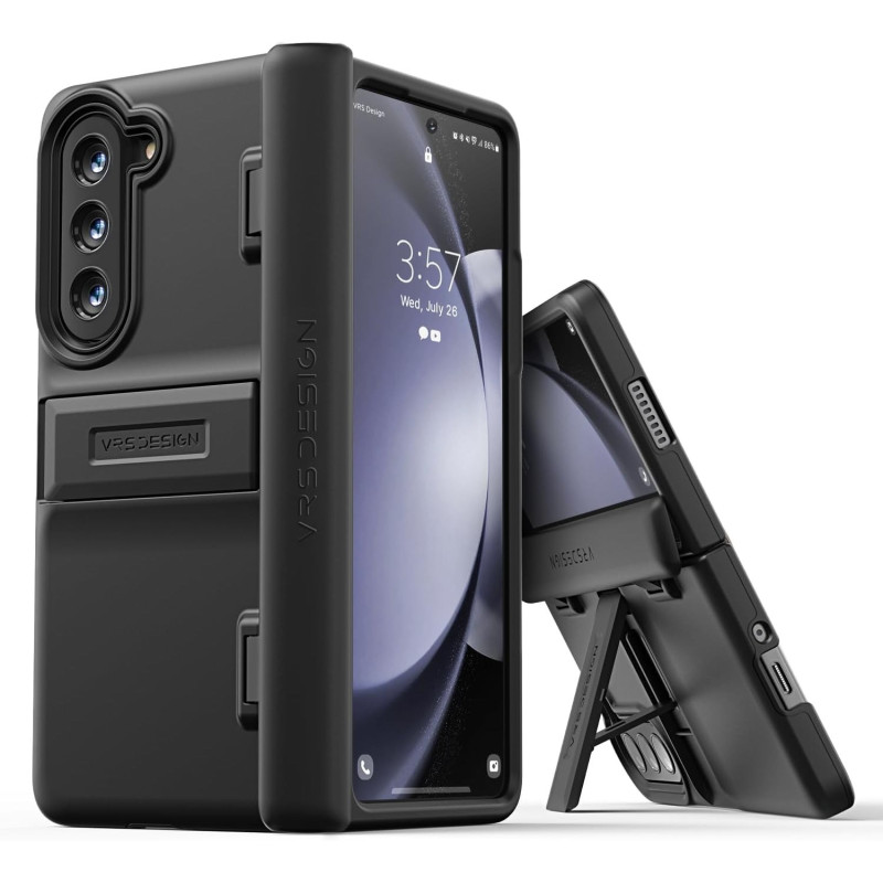 Vrs Design Phone Case For Galaxy Z Fold 5 5G Phone Case (2023), Quick Stand Modern, Modern Neat Style Hinge Protection Case With Multi Angle Kickstand