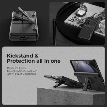 Vrs Design Phone Case For Galaxy Z Fold 5 5G Phone Case (2023), Quick Stand Modern, Modern Neat Style Hinge Protection Case With Multi Angle Kickstand