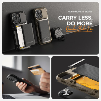Vrs Design Damda Glide Pro Phone Case Designed For iPhone 15 Plus, Sturdy Semi Auto Wallet, 4 Cards, Card Holder Case Compatible With iPhone 15 Plus Case (2023)