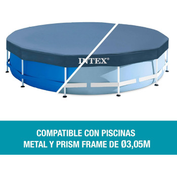 Intex Round Metal Frame Pool Cover 10 Foot, Blue, 28030E