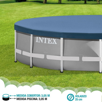 Intex Round Metal Frame Pool Cover 10 Foot, Blue, 28030E