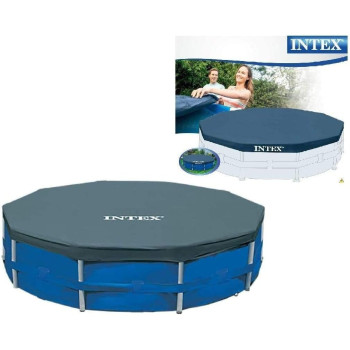 Intex Round Pool Cover For Swimming Pool 15 Foot, Navy Blue, 28032