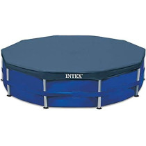 Intex Round Pool Cover For Swimming Pool 15 Foot, Navy Blue, 28032