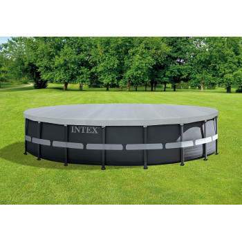 Intex Deluxe Pool Cover For Swimming Pool 18 Foot, Gray