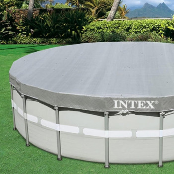 Intex Deluxe Pool Cover For Swimming Pool 18 Foot, Gray