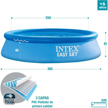 Intex Round Shape Easy Pool Set For Unisex-Adult, 305 x 61 cm, Blue