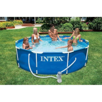 Intex Family Size Metal Frame Swimming Pool, Blue, 28200