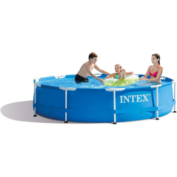 Intex Family Size Metal Frame Swimming Pool, Blue, 28200