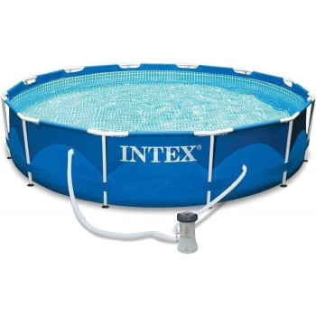Intex Family Size Metal Frame Swimming Pool, Blue, 28200