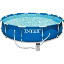 Intex Family Size Metal Frame Swimming Pool, Blue, 28200
