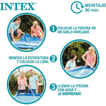Intex Beachside Metal Frame Swimming Pool Set, Blue, 10 Foot x 30 Inch