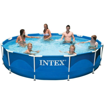 Intex Inflatable Metal Frame Swimming Pool For Kids, Blue